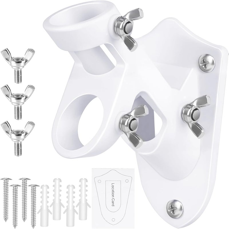 HPGOED Flag Pole Holder, Outside House Flag Pole Bracket, Heavy Duty Metal Flag Mount, Aluminum Alloy Mounting Brackets, Outdoor Flag Holder- Strong Rust Free, Dual Position 1 inch White - Image 1